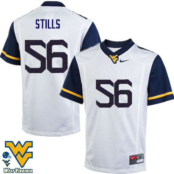 Men #56 Darius Stills West Virginia Mountaineers College Football Jerseys-White - Click Image to Close